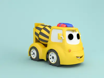Cartoon car construction vehicles 3D model