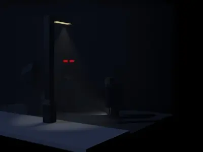 THE MONSTER room with light Low-poly 3D model
