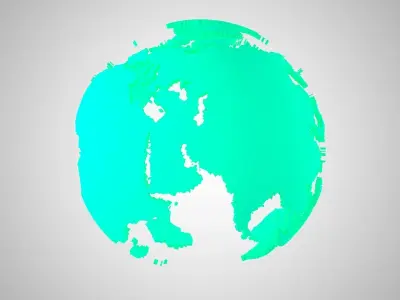 Globe Shell light teal green 3D model