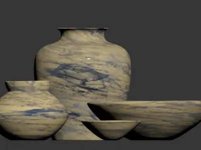 Handcrafted Marbled Ceramic Collection 3D model