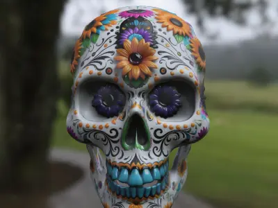 Decorated Sugar Skull Dia de los Muertos Low-poly 3D model