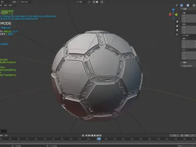  Sci-fi mechanical football polygonal ball 3D model