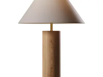 Modern Wood Column Table Lamp 3D model