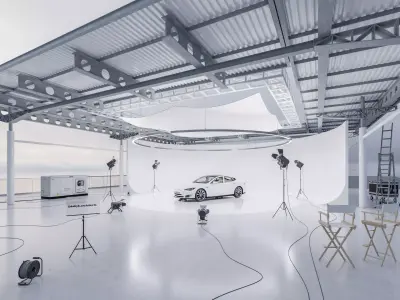 Studio hangar exterior Low-poly 3D model