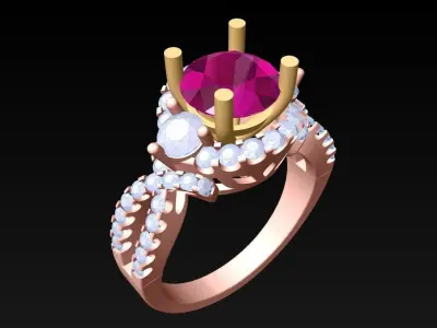 Diamond Ring - Womens Rings - N2396 3D print model