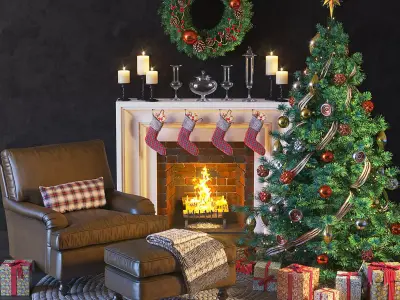 Christmas and New Year set 3D model