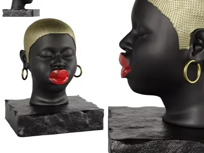 Modern Figure Head Female Black Red Lip   3D model