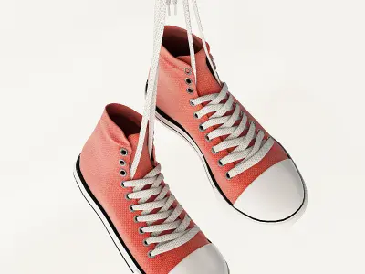 Sneakers pair of hanging from string 3D model