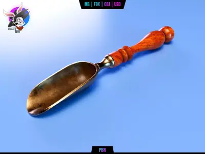 3D Antique Medieval Spoon of Spices And Nuts Free low-poly 3D model