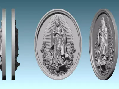 Our Lady of Guadalupe - Relief - Mexico - CNC and 3D print model