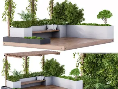 landscape extrior design plants flowers Low-poly 3D model