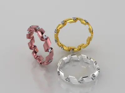 engagement ring spiral with diamonds sz18mm 3D print model