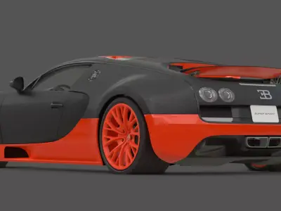 2010 Bugatti Veyron Super Sport 3D Model Hypercar Realistic Low-poly 3D model