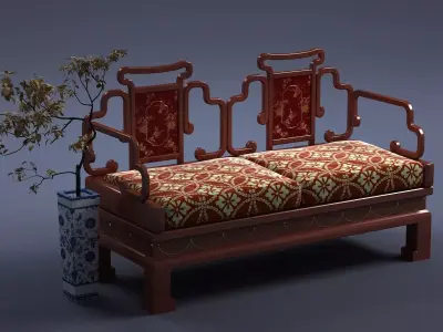 cabinet cabinet wardrobe sofa bed table bookshelve 3D model