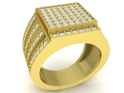 Luxury Square Pave Diamond Men Ring 3D Model 3375 3D print model