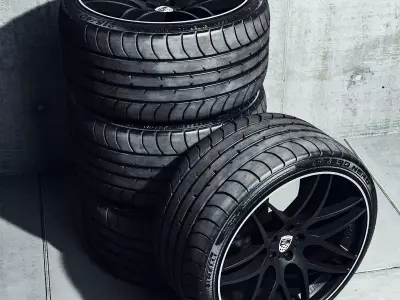 wheels 3d V-ray Low-poly 3D model