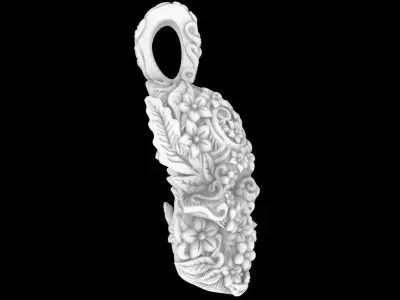 Floral Skull Pendant 3D print model