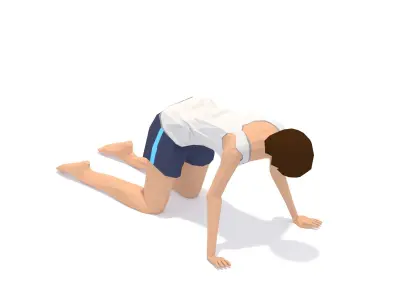 Cat Yoga Exercise Woman Animation Low-poly 3D model