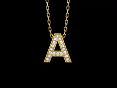 Pendant letter A with stones N13 3D print model