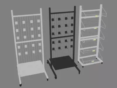 Supermarket Shelves Low-poly 3D model