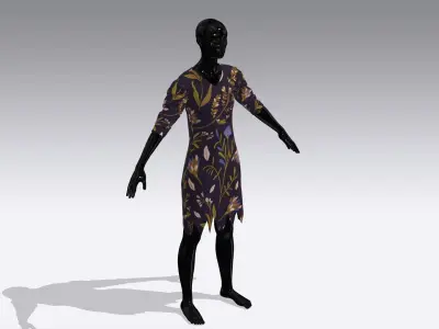 Female Cloth Dress Low-poly 3D model