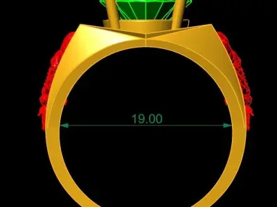 Luxury Dragon Side Gemstone Men Ring 3D Model  331 3D print model