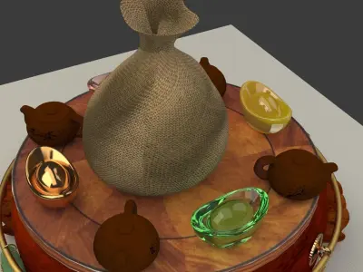 Chinese display stand with bag  3D model