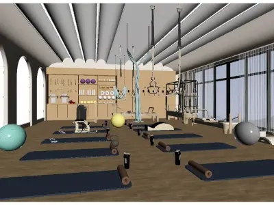 Modern Minimalist Yoga Studio 3D model