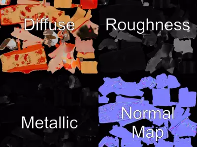 Elegant Floral Dress model pack Low-poly 3D model