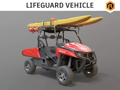 Lifeguard Vehicle WIth Buoys And Boards Low-poly 3D model