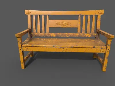 Old Street Bench Low-poly 3D model