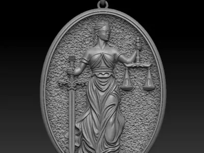 Lady Justice Oval Pendant 3D Model 3D print model