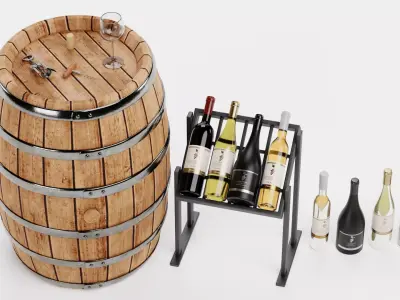 -Wine Set- Low-poly 3D model