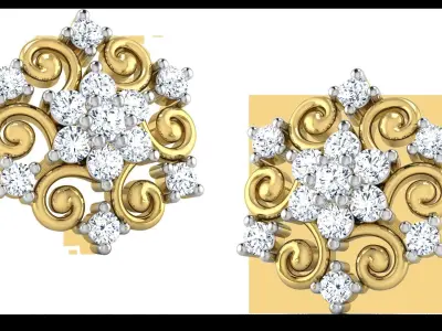 Curl Shape Flower Design Earring 3D print model
