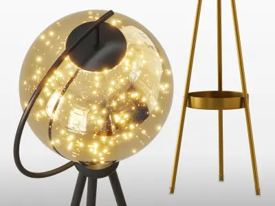Glass Shade LED Floor Lamp 3D model