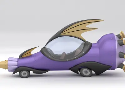 The Mean Machine - Wacky Races Low-poly 3D model