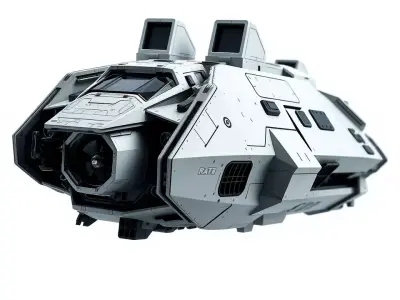 Futuristic White Spaceship model pack Low-poly 3D model