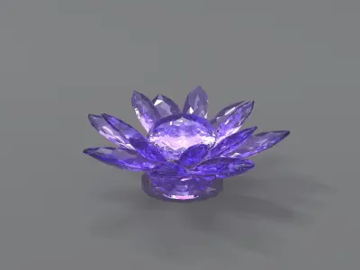 Glass Flower Showpiece Purple Low-poly 3D model
