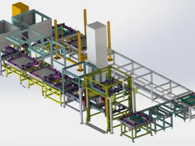 Car sunroof assembly line 3D model