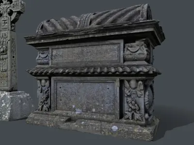 Tomb and a Cross realistic models Low-poly 3D model