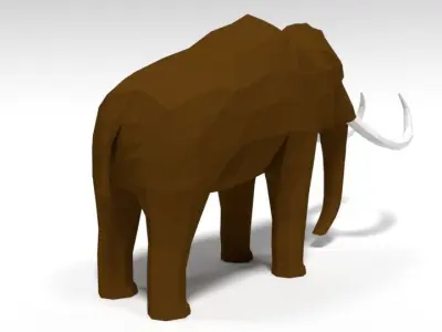 Low Poly Cartoon Mammoth Low-poly 3D model