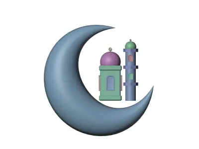 Crescent Moon and mosque doom 3D model