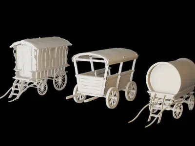 10 base mesh wagon 3D model