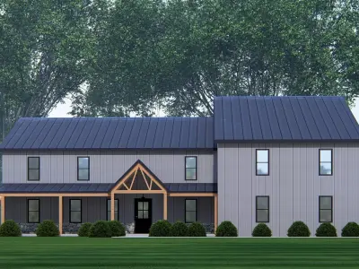 Modern Barndominium House 3D Model with Rustic Metal Siding 3D model