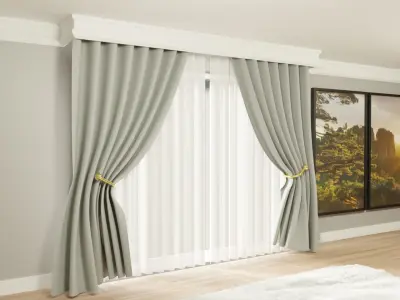 Curtains modern interior - model 2 - 3D model Free 3D model