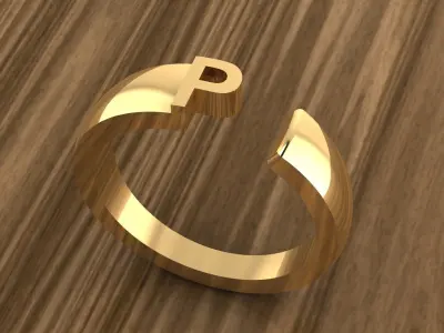 Alphabet Ring P 3D print model