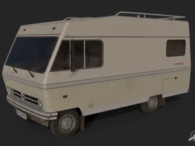 Hymer-Mobil Bedford Blitz 1980 camper Low-poly 3D model