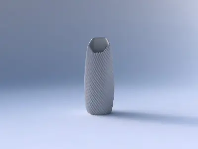Vase bent hexagon with bent extruded lines 2 3D print model