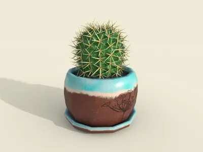Cacti set cactus in pot Free low-poly 3D model