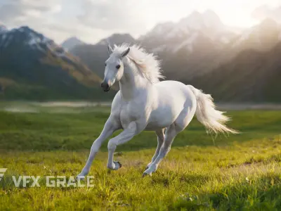 Horse White UE Character Asset 3D model